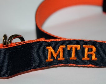 Boys Monogram Belt Personalized Belt Embroidered Belt Navy Boys Belt Orange and NAvy Belt Chidrens Custom D Ring Belt Name BElt for Kids