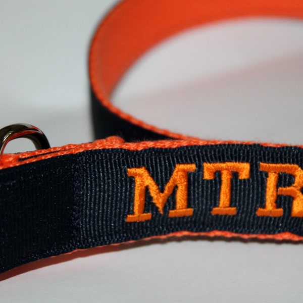 Boys Monogram Belt Personalized Belt Embroidered Belt Navy Boys Belt Orange and NAvy Belt Chidrens Custom D Ring Belt Name BElt for Kids