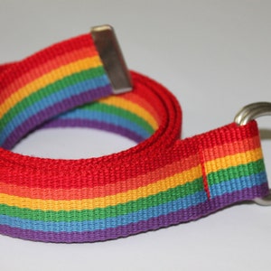 Rainbow Webbing Belt D Ring 1.25 Wide Large Rainbow Belt Mens Rainbow Belt Ladies Rainbow Belt Rainbow Webbing Belt Costume Belt image 3