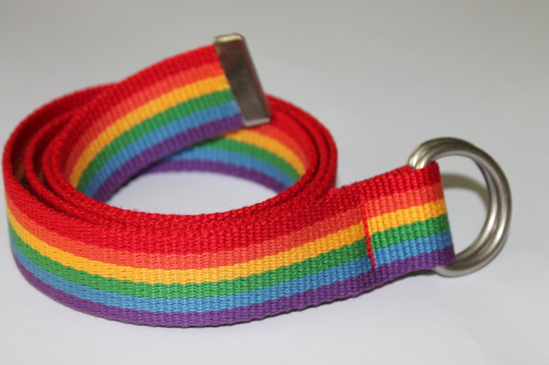 Rainbow Webbing Belt D Ring 1.25 Wide Large Rainbow Belt Mens Rainbow Belt Ladies Rainbow Belt Rainbow Webbing Belt Costume Belt image 3