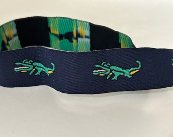 Alligator Ribbon Navy Turquoise Alligator Ribbon Green Alligator Jacquard Ribbon nautical Ribbon Trim 7/8"