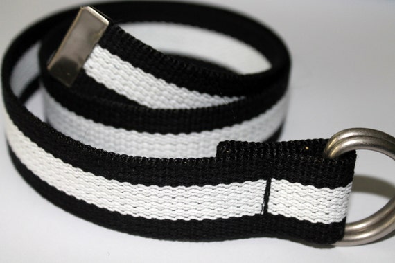 Kids Black and White Belt Stripe D Ring Belt Children display picture 3