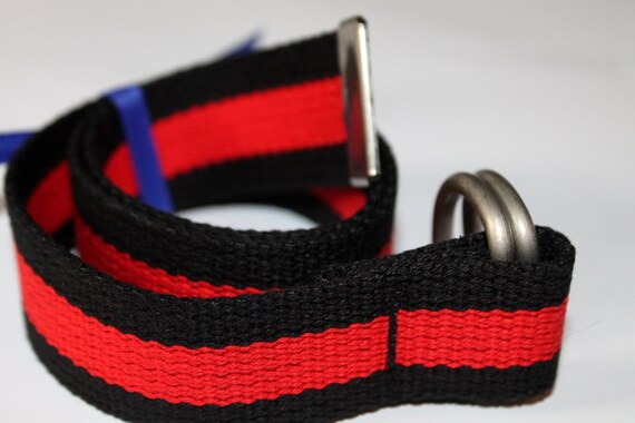 Striped Webbing Belt with Checker Panel - Black & Red Black & Red Checkered Grommet Belt | Hot Topic main image 3