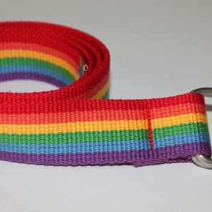 Rainbow Webbing Belt D Ring 1.25 Wide Large Rainbow Belt Mens Rainbow Belt Ladies Rainbow Belt Rainbow Webbing Belt Costume Belt image 2