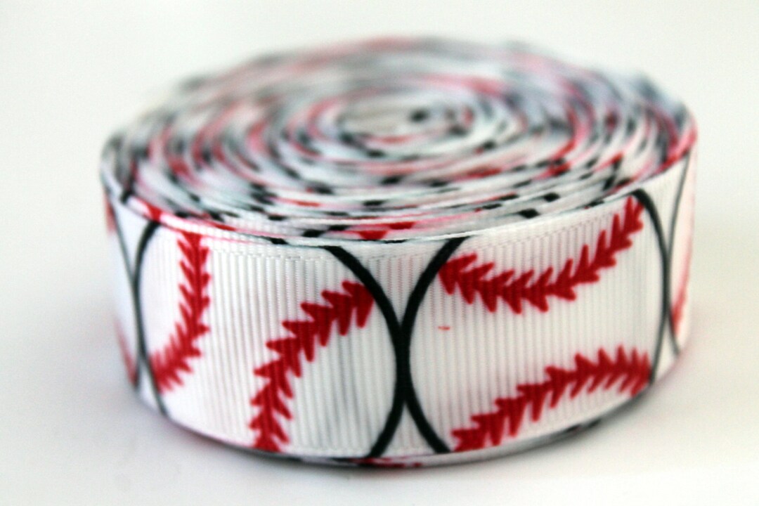 Softball Ribbon Baseball Ribbon Baseball Grosgrain Ribbon White ...