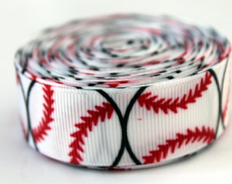 Softball Ribbon Baseball Ribbon Baseball Grosgrain Ribbon White Baseball Ribbon Sports Ribbon Baseball League Ribbon Baseball Grosgrain