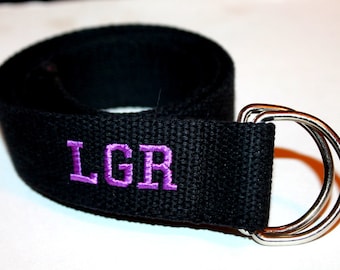 Wide Black Belt Men's Wide Black Webbing Belt Black D Ring Belt Ladies Black Belt Monogram Belt Initial Belt Black Belt Canvas