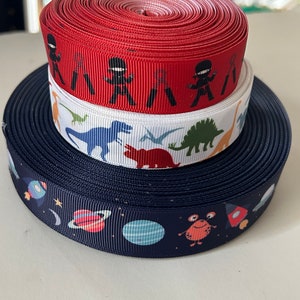 Boys Ribbon Dinosaur Ribbon, Ninja Ribbon, Planet Ribbon Space Theme RIbbon image 8