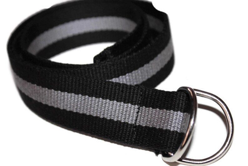 Striped bing Belt Black and Grey D Ring 1.25 Wide Etsy