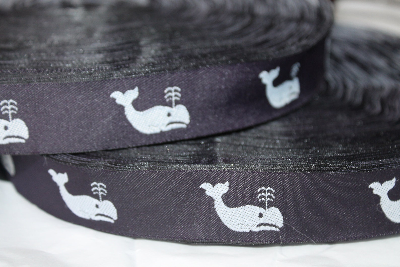 Whale Ribbon Navy Whale Ribbon White and Navy Whale Ribbon White Whale ...