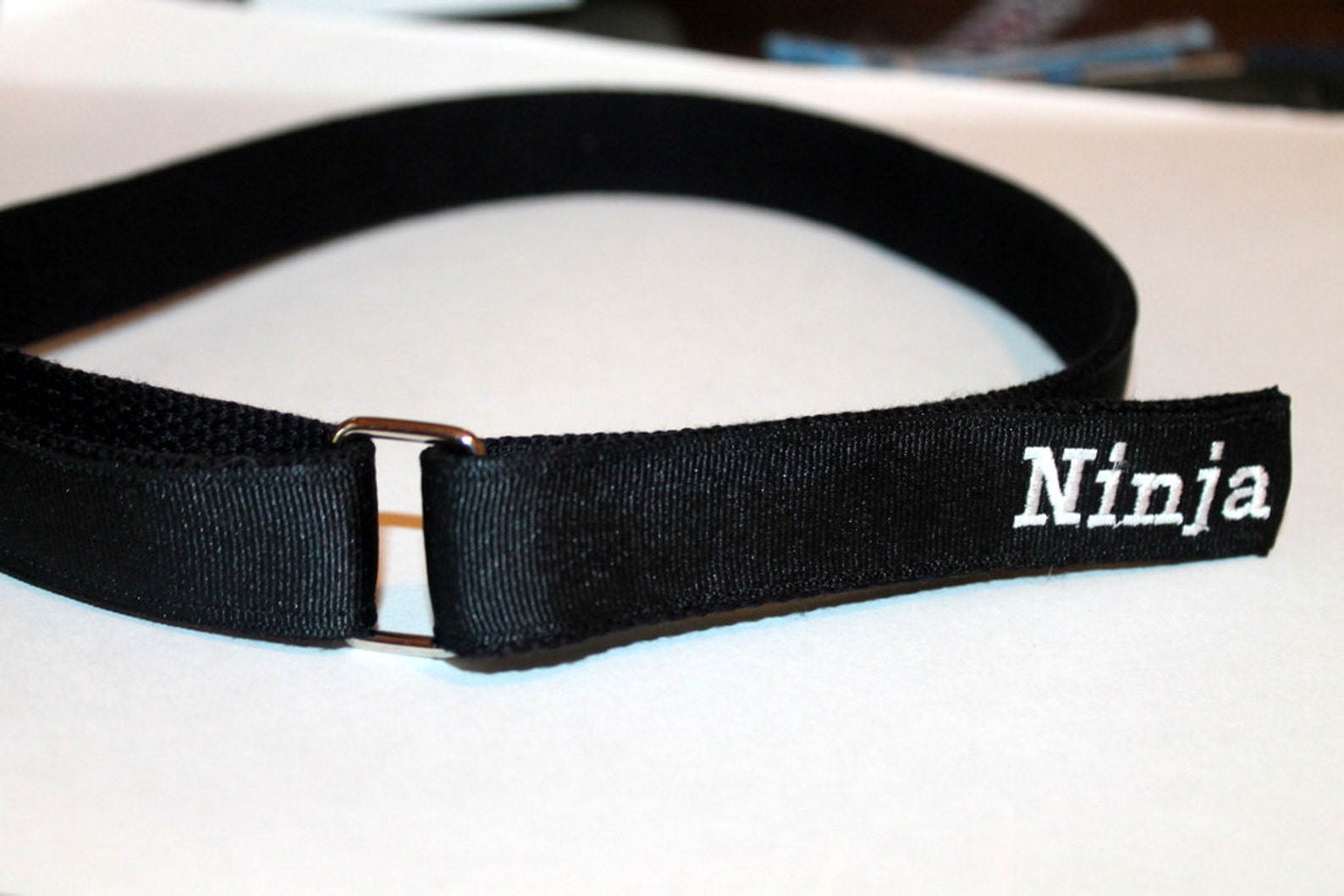 Kids Easy Belt Hook and Loop Belt With D Ring Black Monogram Etsy