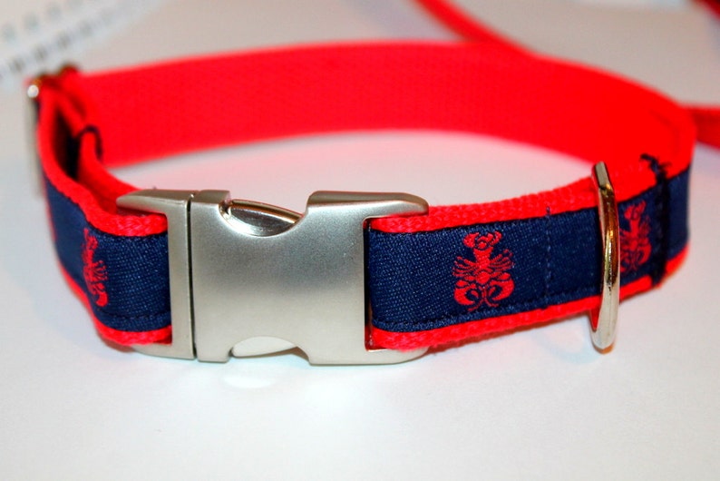 Lobster Dog Collar Navy Lobster Pet Collar Nautical Lobster Etsy