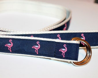 Girls Flamingo Belt Navy Belt Flamingo D Ring Belt Girls Flamingo Belt Girls Ribbon Belt Preppy D Ring Belt Cinch Belt