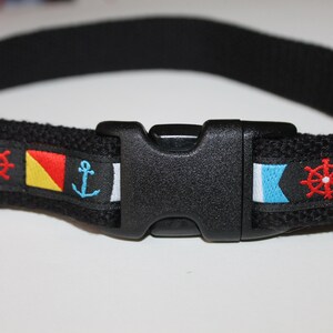 Nautical Dog Collar  Black Flag Dog Collar Red Dog Nautical Flag Collar