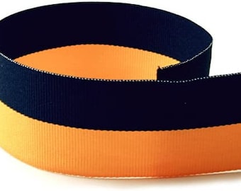 Gold and Navy Striped Ribbon 1-20 yards 1" wide