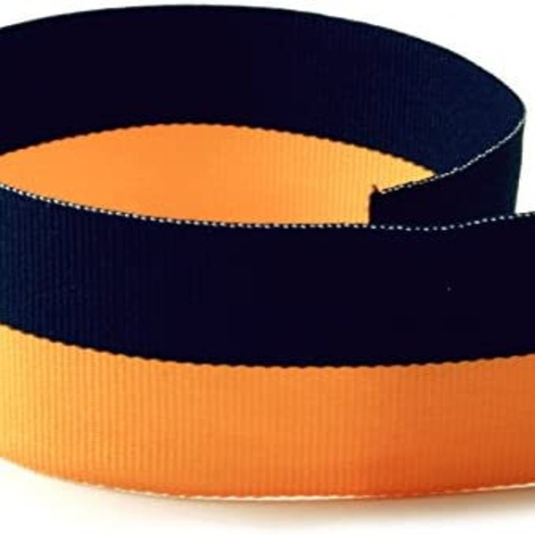 Gold and Navy Striped Ribbon 1-20 yards 1" wide