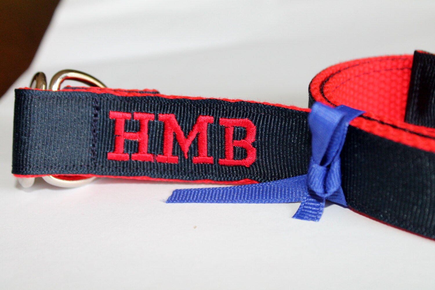 Kids Monogram Belt Personalized Belt Embroidered Navy and Red Etsy