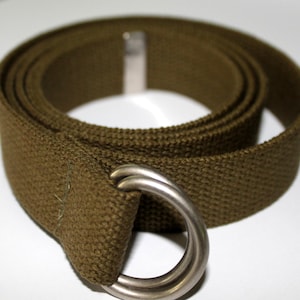 Olive Webbing Belt Mens Olive Drab Belt Olive Green D Ring Belt  Buckle Belt Olive Green Buckle Belt Military