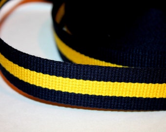 Boy Belt Striped Navy and Yellow D Ring Child's Navy and Yellow Belt