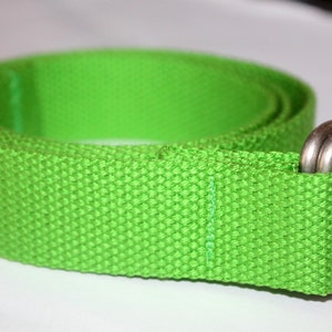 Lime Green Belt  Webbing Belt Men Women 1.25&quot; Wide D Ring of Slide Buckle
