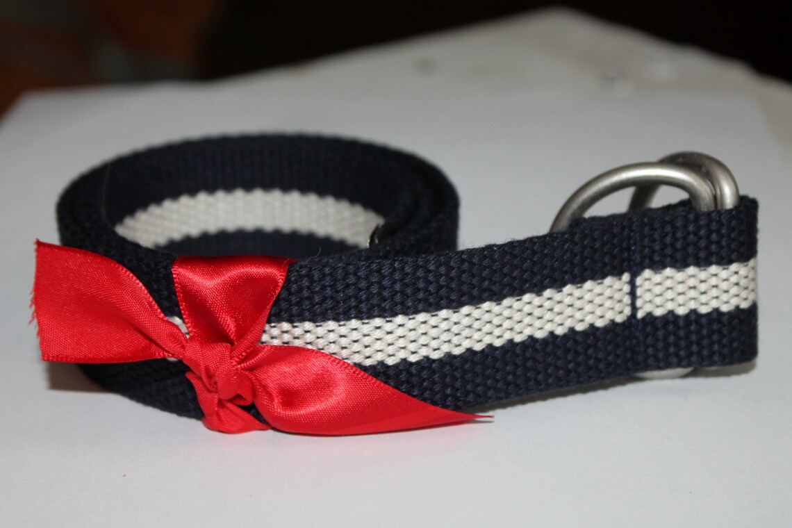 Navy Stripe Belt bing Belt White and Navy Belt Mens D Ring Etsy