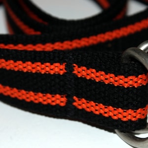 Black and Orange Belt Black and Orange D Ring Belt Striped Webbing Belt Slide Buckle Belt Military Belt Stripe D Ring Belt Black Canvas Belt