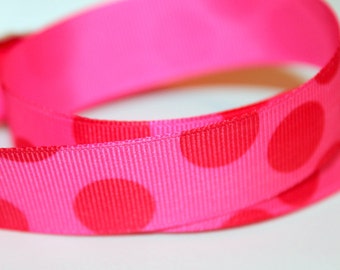 Red and Pink POlka Dot Ribbon Large Red Dot Grosgrain Red and Pink Polka Dot Grosgrain ribbon BIGGIE DOTS Bright Dotted Ribbon Craft Ribbon