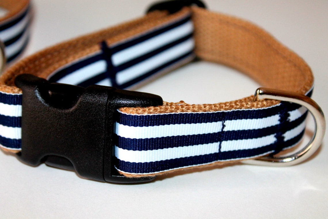 Nautical Dog Collars Navy Stripe Dog Collar and Leash Large Etsy