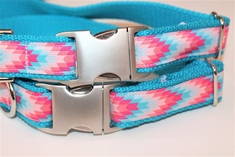 Dog collar Aztec Dog Collar Coral Dog Collar Summer Collar Tribal Dog Collar Girl Dog Collar Pink Dog Collar Large Collar Small Collar image 2