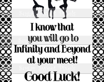 INSTANT DOWNLOAD Gymnastics Meet Good Luck Infinity & Beyond  Digital Gift Card 4x6  size