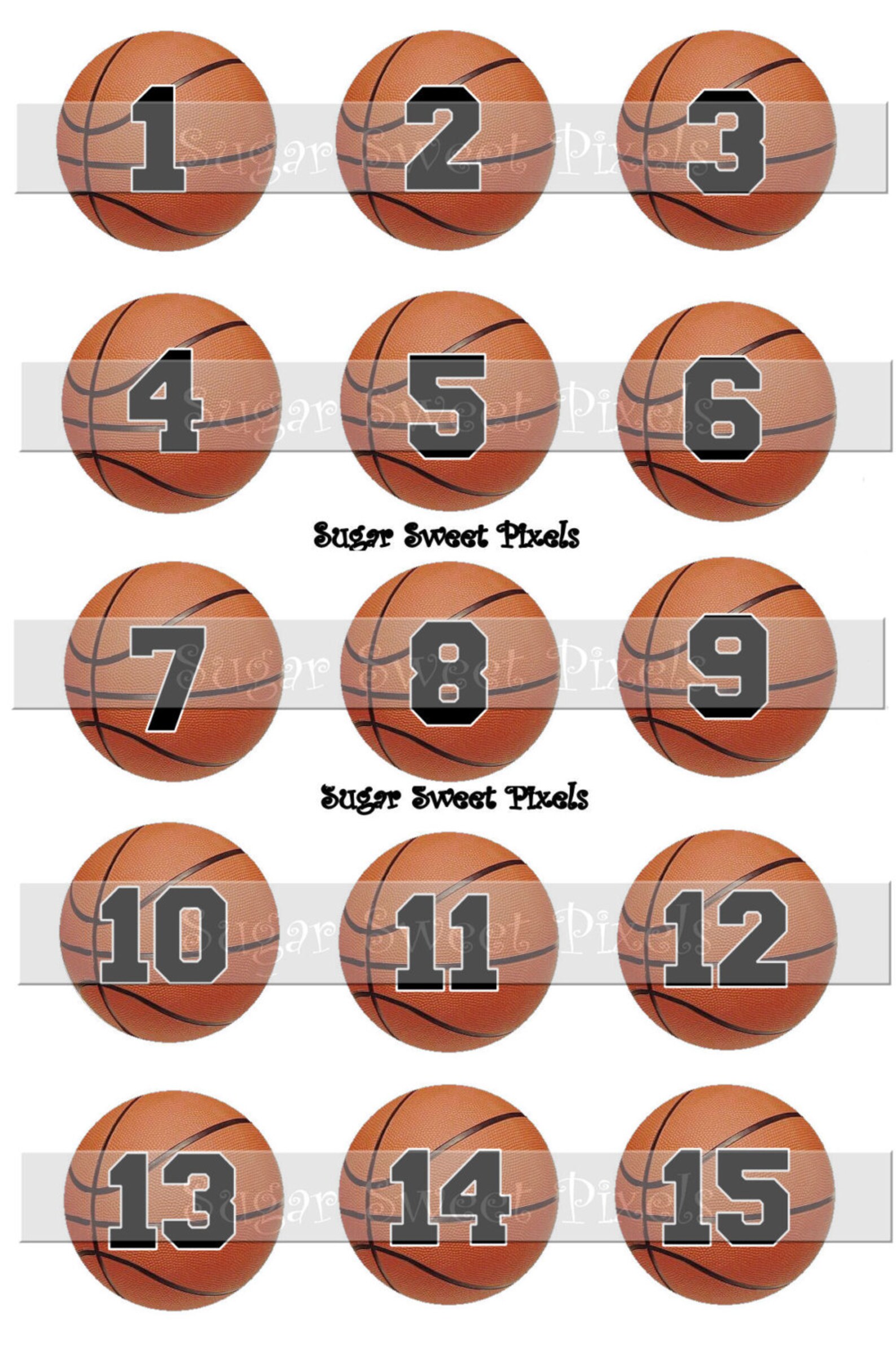 INSTANT DOWNLOAD Basketball Numbers 1 Inch Circle Digital Etsy