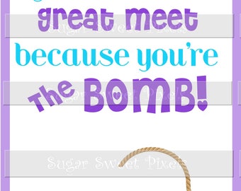 INSTANT DOWNLOAD Gymnastics Meet Good Luck bath  Bomb  Digital Gift Card , " You're the Bomb"