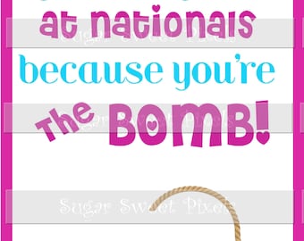 INSTANT DOWNLOAD Meet Good Luck Nationals  Competition game Bath Bomb  Digital Gift Card , " You're the Bomb"Pink & Blue