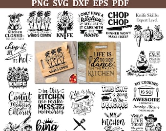 Funny Cutting Board SVG Engraving Files, Sarcastic Kitchen Quotes Bundle (Digital Download)