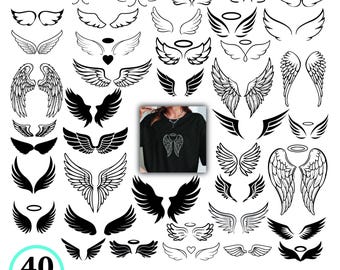 Angel Wings SVG Bundle, Angel Wings Clip Art, Wings Silhouette Svg, Angel Wings PNG, Heavenly Wings SVG, Halo Wings Svg, Cricut Angel Wings