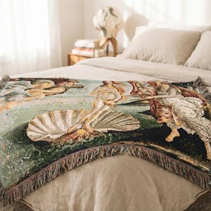 Birth of Venus Woven Blanket, Renaissance Tapestry Throw, Botticelli Aesthetic Art Blanket, Woven Wall Hanging, Classical Art Home Decor