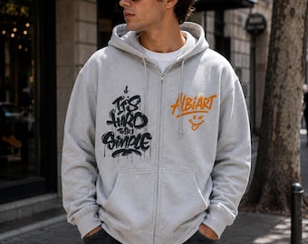 Funny Zip Hoodie | It's Hard to Be Simple Sweatshirt | Graphic Hoodie