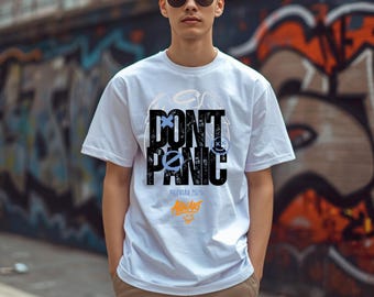 Don’t Panic Text Graphic T-Shirt | Playful Icons Tee