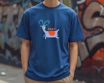 Colorful Goat Illustration T-Shirt | Goat Graphic Tee, Farm Animal Lover Gift
