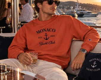 Monaco Yacht Club Sweatshirt, Champion Crewneck, Nautical Graphic