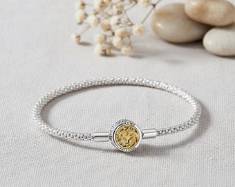S925 sterling silver House Sigil Clasp Moments Studded Chain Bracelet