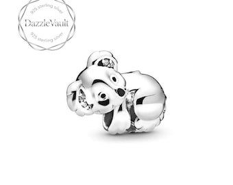 925 Sterling Silver Koala Cubic Zirconia Charm, Fits Pandora Bracelet