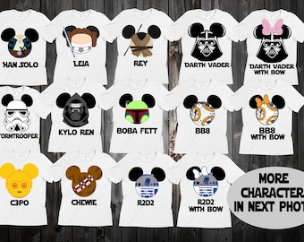 Camisas familiares de Star Wars - Personalización gratuita - Múltiples tallas - Leia, Han, Vader, Storm Trooper, Grogu Mandalorian