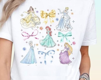 Princess Coquette Bow Shirt | Belle Cinderella Elsa Ariel Rapunzel shirt | Princess tees | Vacation tee |