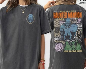 Haunted Mansion Hatbox Ghost Shirt, Halloween Shirt, Double Sided Retro Tee, Hitchhiking Ghosts, Madame Leota,Haunted mansion tee,ghosthost