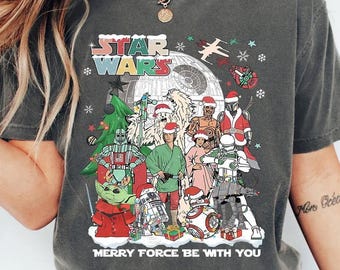 Camiseta navideña de Star Wars, Que la Fuerza te acompañe, Camiseta de Hollywood Studios, Camiseta de Galaxy's Edge, Camiseta de vacaciones familiares, Camiseta navideña familiar