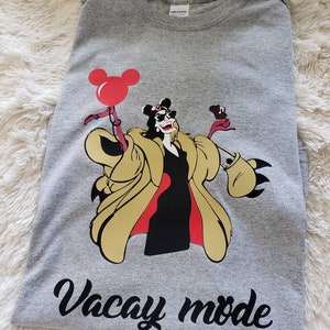 Cruella De Vil - &quot;Vacay Mode&quot; mickey ears, bar, balloon | Custom Vacation shirt| 101 Dalmatians| Villain  | Infant - Adult 6x
