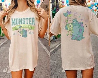 Monsters University Camisa Vintage Estilo Retro / Camisa Mike y Sully / Camisa de doble cara / Camisas familiares a juego / Globos Magic Kingdom