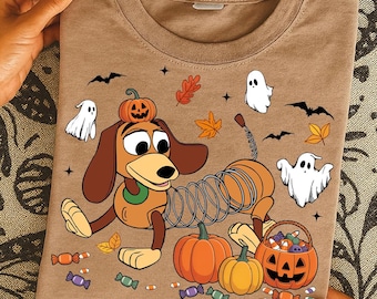 Camiseta de Halloween de Toy Story, camiseta de Halloween de Slinky Dog, camiseta de Toy Story de otoño, camiseta de los estudios de Hollywood, camiseta de vacaciones familiares, camiseta de Slinky Dog