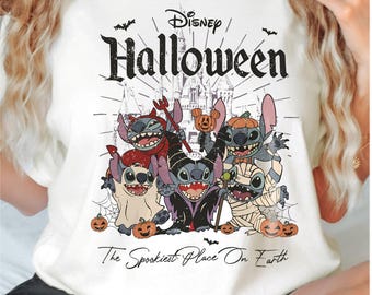 Stitch Spookiest Place on Earth Halloween Shirt, Cosplay Stitch shirt, Funny Halloween Stitch tee, Halloween Castle shirt, Family vacation